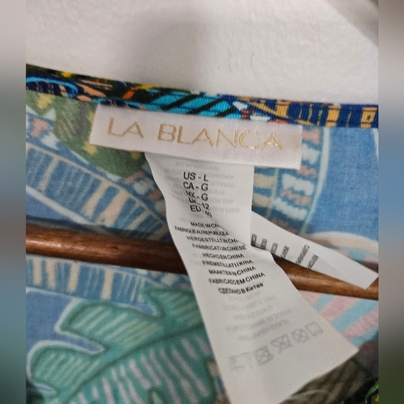 LA BLANCA Neon V-Neck Long Sleeve Cover-Up Tunic - Picture 3 of 6